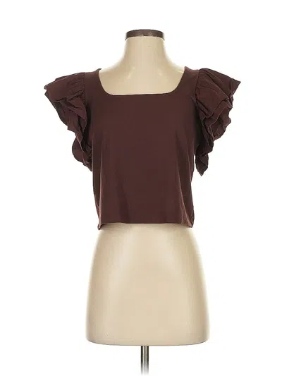 Pre-owned A New Day Short Sleeve Top Brown Sweetheart Neckline Tops