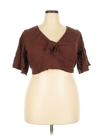 Pre-owned A New Day Short Sleeve Top Brown Sweetheart Neckline Tops