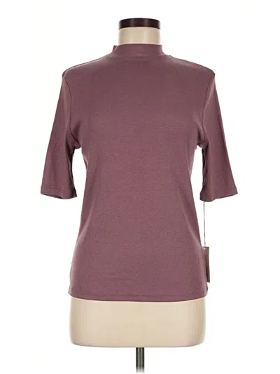 A New Day Short Sleeve Top Burgundy Mock Neckline Tops
