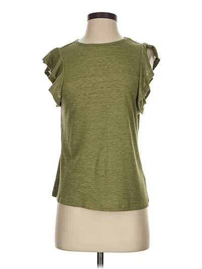 Pre-owned A New Day Short Sleeve Top Green Ruffles Neckline Tops