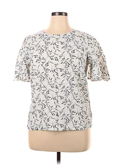 Pre-owned A New Day Short Sleeve Top Ivory Crew Neck Tops In White