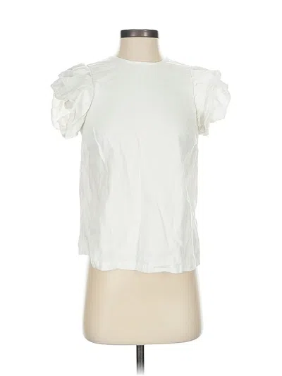 Pre-owned A New Day Short Sleeve Top White Ruffles Neckline Tops