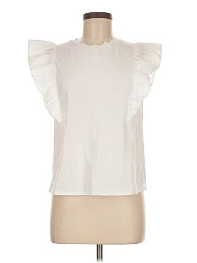Pre-owned A New Day Short Sleeve Top White Ruffles Neckline Tops
