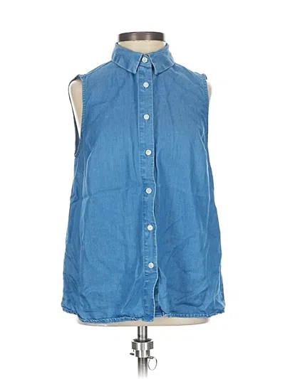 Pre-owned A New Day Sleeveless Button Down Shirt In Blue