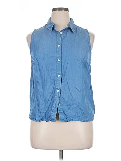 Pre-owned A New Day Sleeveless Button Down Shirt In Blue