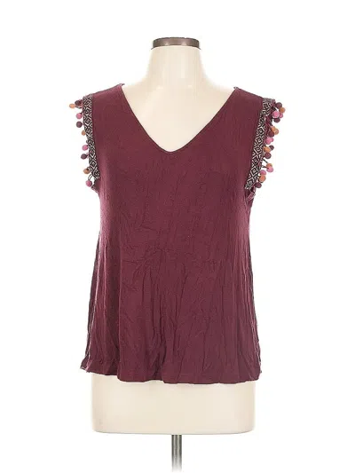 Pre-owned A New Day Sleeveless Top Burgundy V Neck Tops