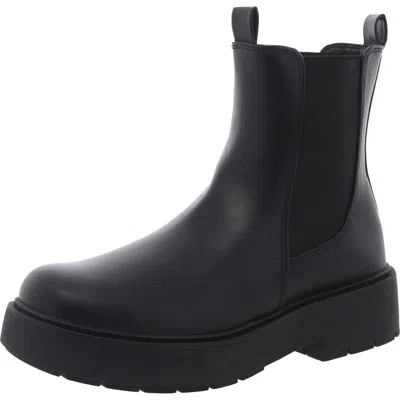 A New Day Womens Stretch Faux Leather Chelsea Boots In Black