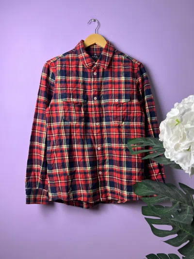 Pre-owned A P C Double Pockets Button Flannels In Red