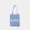A P C Lou Shopper Bag - A.p.c. - Cotton - Light Blue In Blue