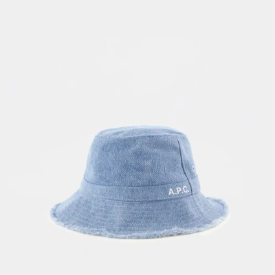 A P C Mark Bucket Hat - A.p.c. - Cotton - Light Blue