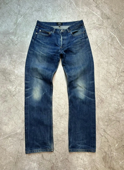 Pre-owned A P C Petit Distressed Denim Pants Jeans 30 Mens Archive In Navy