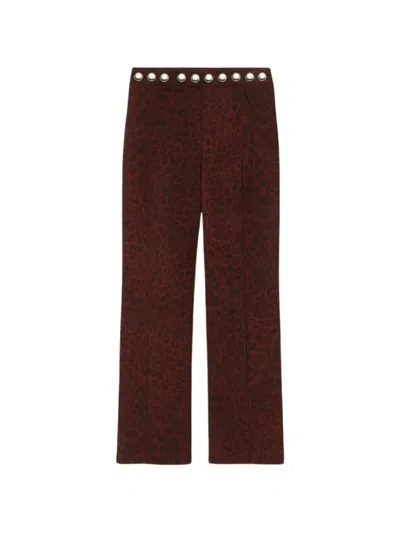 A Paper Kid Animal-print Eyelet-embellished Trousers In Multi