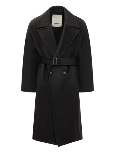 A Paper Kid Belted Double-breasted Coat In Black