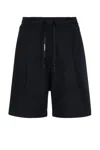A Paper Kid Black Shorts With Back Logo Label In Nero