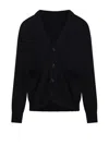 A Paper Kid Black Cardigan With Deep V-neck And Relaxed Fit In Black