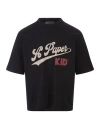 A PAPER KID BLACK T-SHIRT WITH GRAPHIC PRINT