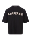 A PAPER KID BLACK T-SHIRT WITH LOGO ON CHEST