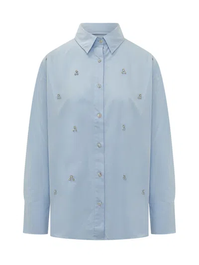A Paper Kid Blue Relaxed Embellished Shirt