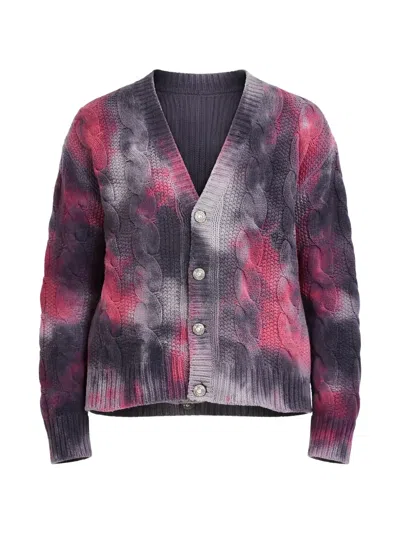 A Paper Kid Cable-knit Dyed Cardigan In Multi