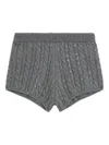 A Paper Kid Cable-knit Embellished Shorts In Gray