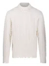 A Paper Kid Cable-knit Frayed Sweater In White