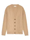 A Paper Kid Cable-knit Pocket Cardigan In Nude