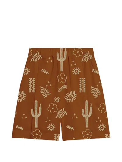 A Paper Kid Cactus-print Bermuda Shorts In Brown