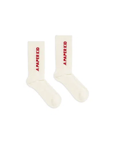 A Paper Kid Calzini Crema Con Logo A Contrasto In 013cream