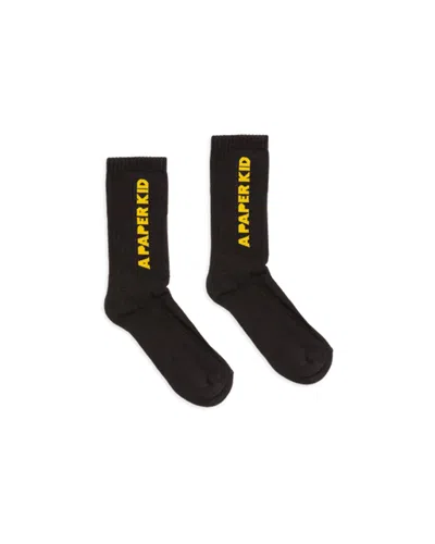 A Paper Kid Calzini Neri Con Logo A Contrasto In 110black
