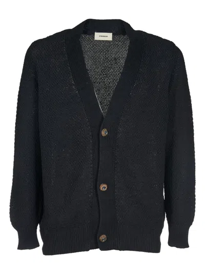 A Paper Kid Classic Buttoned Cardigan In Nero Caviale