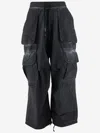 A Paper Kid Faded Effect Nylon Cargo Pants With Elastic Waistband