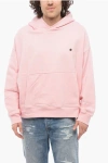 A Paper Kid Cotton Hoodie With Patch Pocket And Pin In Pink
