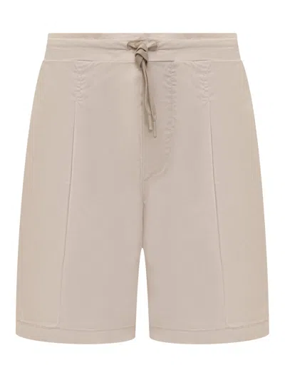 A Paper Kid Cotton Poplin Short Pants With Darts. In Sabbia/sand