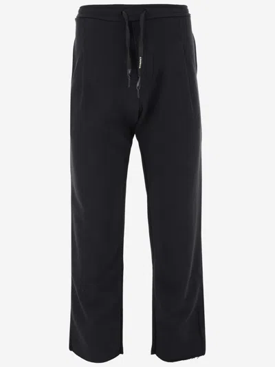 A Paper Kid Cotton Sport Pants With Logo In Nero/black