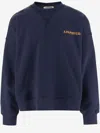 A Paper Kid Brushed Cotton Crew-neck Sweatshirt With Maxi Back Print In Blue