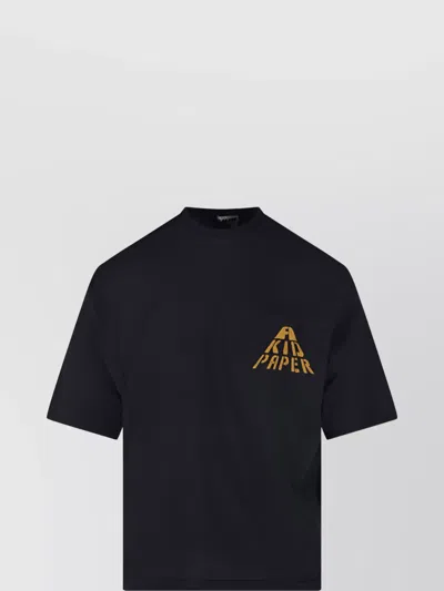 A Paper Kid Crew Neck Graphic Print Short Sleeves In Black