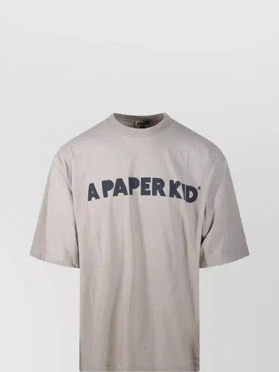 A Paper Kid Crew Neck Graphic Print Short Sleeves In Beige