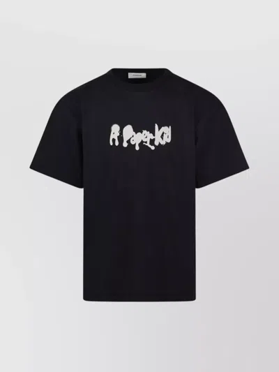 A Paper Kid Crew Neck Graphic Print Short Sleeves T-shirt In Black