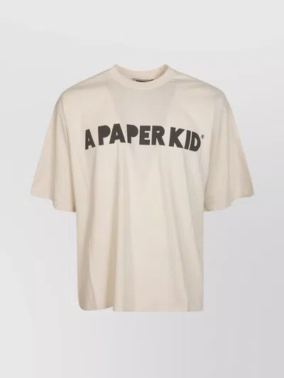 A Paper Kid Crew Neck Graphic Print T-shirt In Yellow