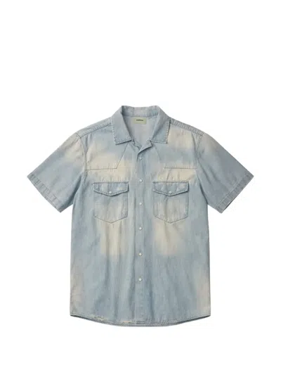 A Paper Kid Denim Short-sleeve Shirt In Blue