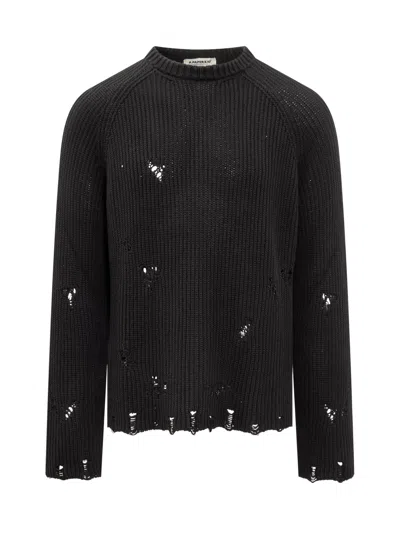 A Paper Kid Unisex Knitted Sweater W/ Holes In Black