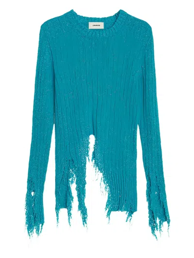 A Paper Kid Distressed-finish Sweater In Blue