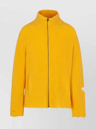 A PAPER KID DISTRESSED HEM KNITTED JACKET WITH FRONT POCKETS