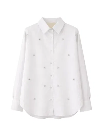 A Paper Kid Embellished Cotton Shirt In White