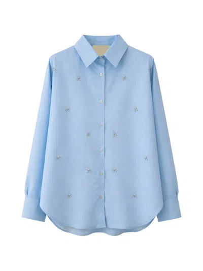 A Paper Kid Embellishment Cotton Shirt In Blue