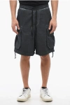 A Paper Kid Faded Effect Cotton And Nylon Cargo Shorts