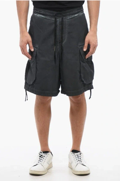 A Paper Kid Faded Effect Cotton And Nylon Cargo Shorts
