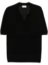 A Paper Kid Fine-knit Polo Shirt In Black