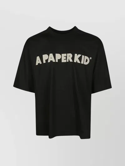 A Paper Kid Fiore Logo Back Crew Neck T-shirt In Black