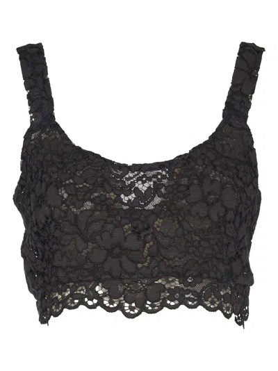 A Paper Kid Floral Back Zip Top In Black